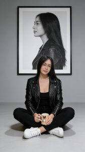 AsianWildAmanda Black leather Pic 2