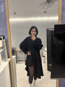 SweetMiaXO in a sweater and skirt Gambar