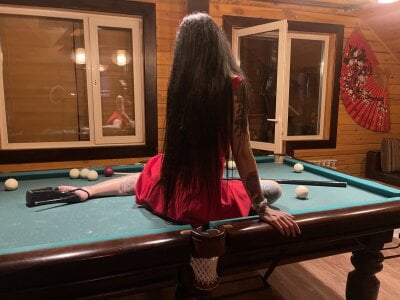 Megan_Black_Moon Just me, a red dress, and a game of billiards — who’s ready to play? 🎱🔥#heels#tattoo#brunette Pic 8