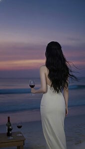 Jin_Yourlover Enjoying a glass of wine on the sand and feeling the sea breeze blow through Jin's hair. Pic 2